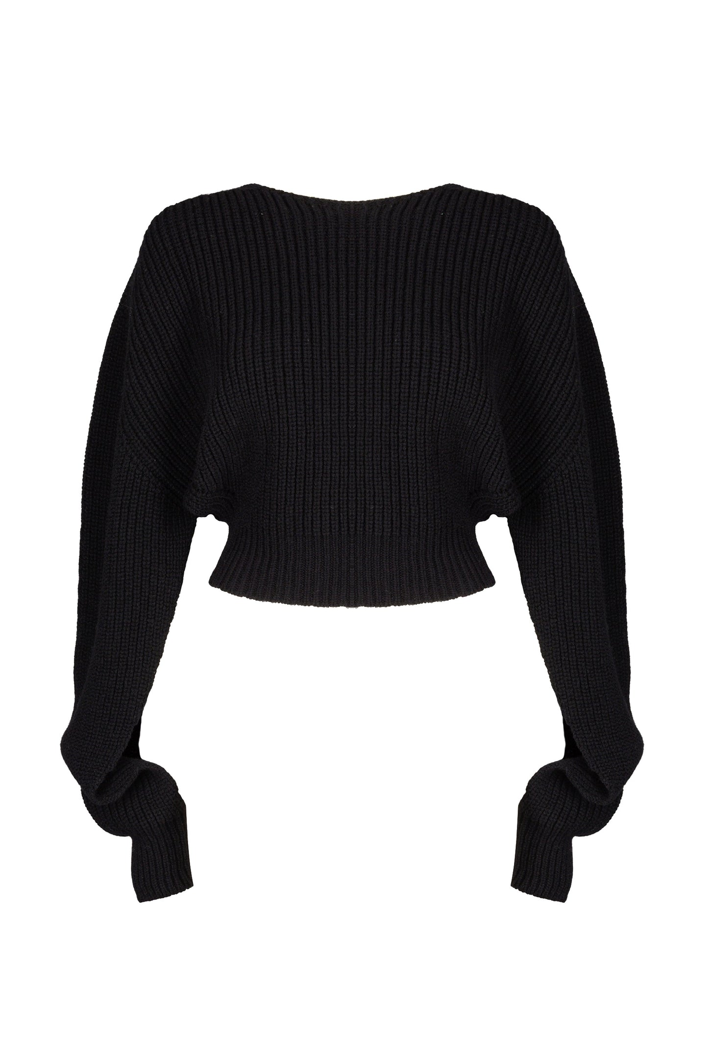 Ribbed knit jumper, designed with the modern fashion trailblazer in mind. Its cropped style pairs effortlessly with high-waisted trousers or skirts, while the open sides and sleeves add an unexpected, edgy twist to this classic silhouette.