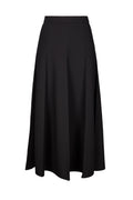 Black wool midi skirt with high-waist and panel design, crafted from Italian wool for a classic and elegant look.