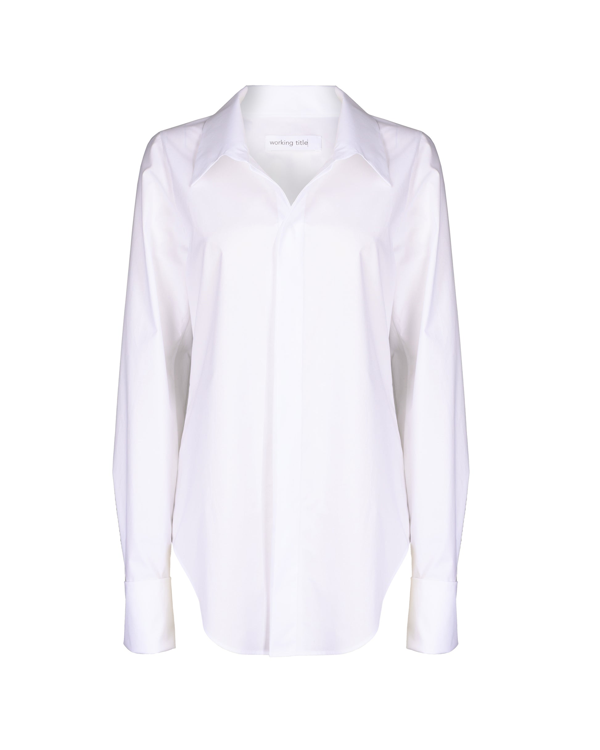 Sophisticated white slim-fit shirt made from the finest Italian organic cotton, featuring a crisp collar and broad cuffs for a polished, versatile style.