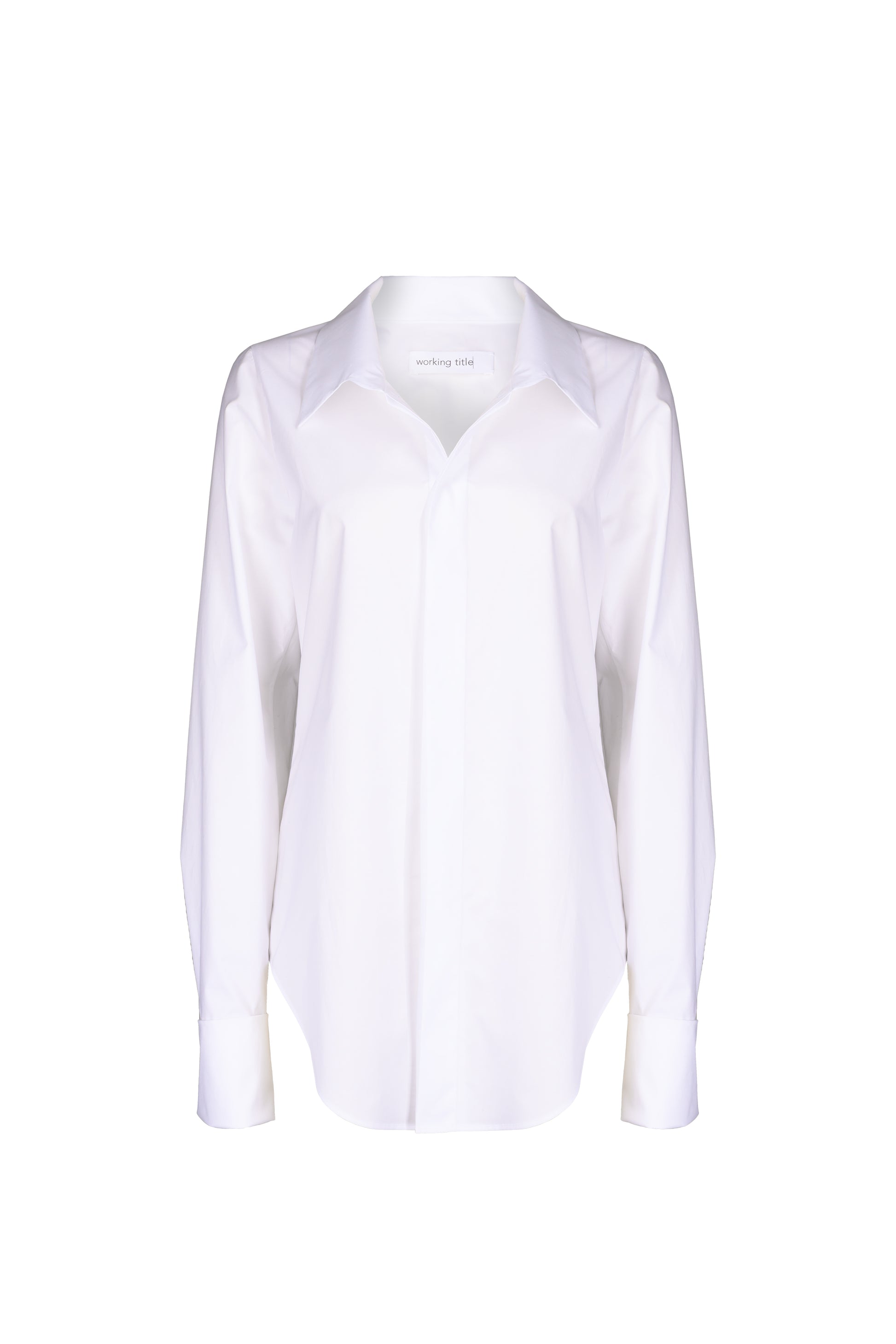 Sophisticated white slim-fit shirt made from the finest Italian organic cotton, featuring a crisp collar and broad cuffs for a polished, versatile style.